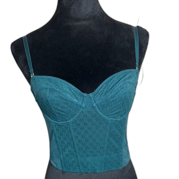 Victoria's Secret Other - NWOT Victoria's Secret Women's Cut Emerald Green 34C Convertible Lace Bustier